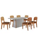 Ver imagem 2 de Mesa de Jantar Diane 180cm Tampo Mdf Vidro com 6 Cadeiras Copper Premium Moderna Mobília