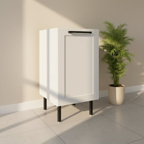 Balcão sem Tampo para Cozinha 1 Porta e 1 Prateleira 40cm MDF Grazi Branco