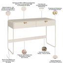 Ver imagem 4 de Mesa Escrivaninha Industrial Home Office 2 Gavetas 125cm Alek A03 Off White - Lyam Decor
