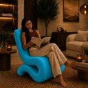 Ver imagem 2 de Poltrona Decorativa Marina Suede Design Orgânico Moderno