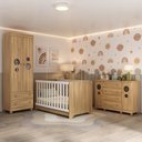 Ver imagem 2 de Quarto de Bebê Completo Berço Americano 3 em 1 Colchão Bombom Multimóveis Mp4642 Madeirado