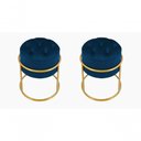 Ver imagem 1 de Kit 2 Puff Banqueta Estofado Decorativo Base de Ferro Capitonê Suede Azul Marinho do Lar Móveis e