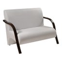 Ver imagem 3 de Conjunto Sevilha Namoradeira + 2 Poltronas Decorativa Braço De Madeira Recepção Sala - Corino Branco