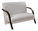Ver imagem 3 de Conjunto Sevilha Namoradeira + 2 Poltronas Decorativa Braço De Madeira Recepção Sala - Corino Branco