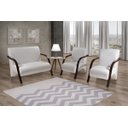 Ver imagem 2 de Conjunto Sevilha Namoradeira + 2 Poltronas Decorativa Braço De Madeira Recepção Sala - Corino Branco
