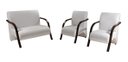 Ver imagem 1 de Conjunto Sevilha Namoradeira + 2 Poltronas Decorativa Braço De Madeira Recepção Sala - Corino Branco