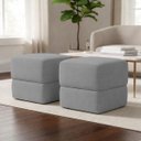 Ver imagem 1 de Kit 2 Puffs Decorativos Aloy Bouclé Premium Assento Extra para Sala Quarto Design Moderno Cinza