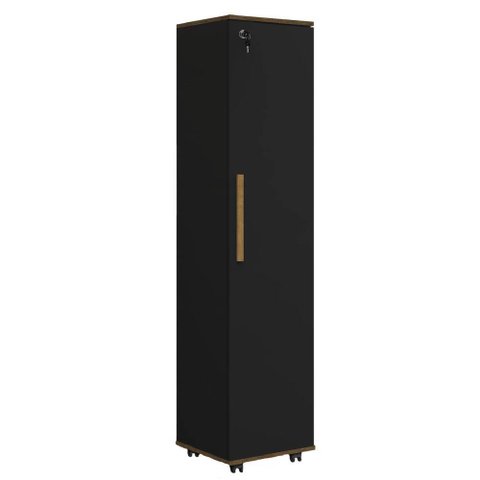 Armário Multiuso Lavanderia com Chave e Rodízios 1 Porta Lune Preto J&a Preto