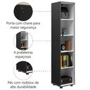 Ver imagem 3 de Armário Multiuso Lavanderia com Chave e Rodízios 1 Porta Lune Preto J&a Preto