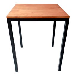 Mesa de Jantar Quadrada para 4 Lugares Modelo Industrial Pés Tradicionais Preto e Castanheira - 2