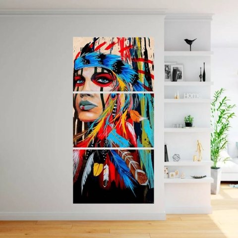 Quadro Decorativo India Americana Indigena 160x65cm