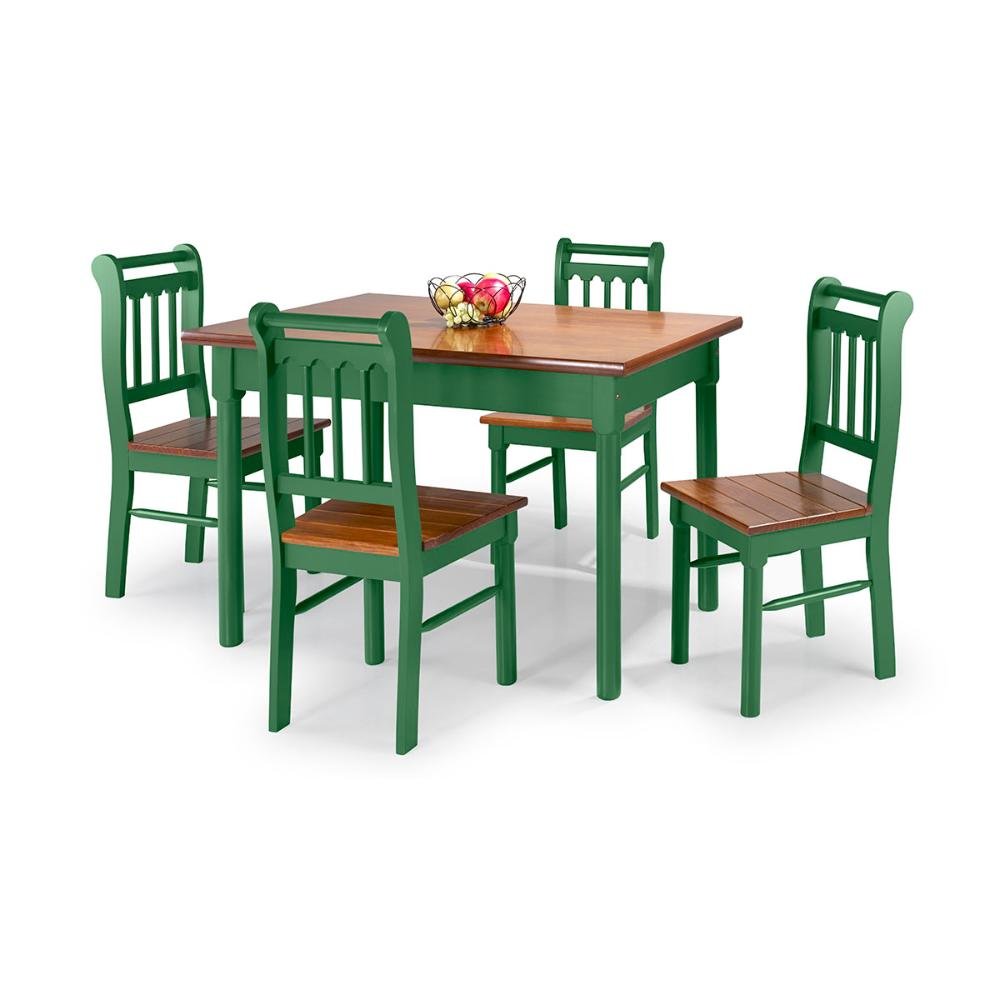 Conjunto Sala de Jantar e Cozinha Com 4 Cadeiras Madeira Maciça VERDE - 1