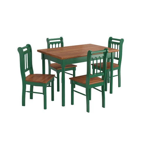 Conjunto Sala de Jantar e Cozinha Com 4 Cadeiras Madeira Maciça VERDE