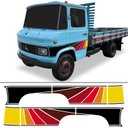 Ver imagem 1 de Kit Adesivo Faixa Lateral Caminhão Mercedes Benz Mb 608 Vermelho Teu Adesivo