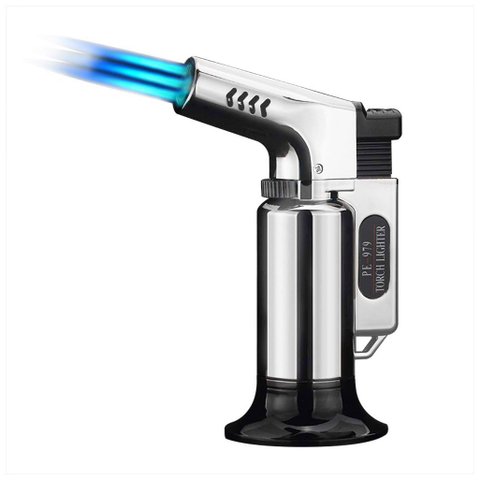 Isqueiro Metálico Tocha Flamejante Maçarico Portátil Culinário Automático à Gás Acendedor Flambador