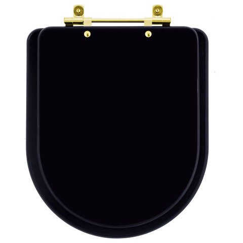 Assento Sanitário Carrara Preto Fosco para Vaso Deca com Ferragem Dourada