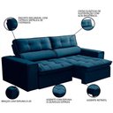 Ver imagem 5 de Sofá Retrátil Reclinável 3 Lugares 240cm Blanches F05 Veludo Azul - Mpozenato