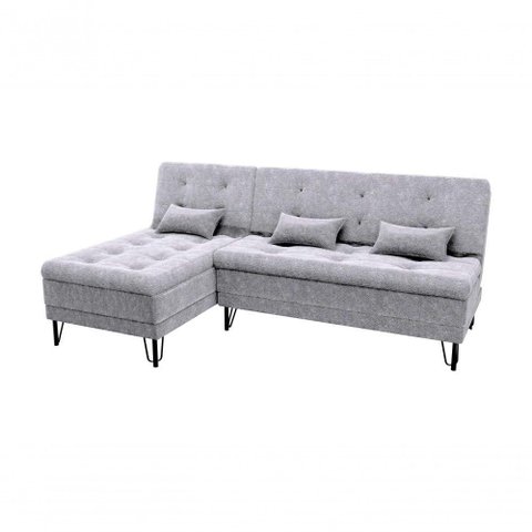 Sofá Cama com Chaise 3 Lugares 2,00 Mts Nice Matrix Cinza