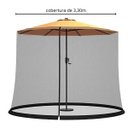 Ver imagem 2 de Ombrelone Base Central Redondo 3.3m com Tela Mosqueteiro Praia Jardim Bege Importway Iwobctm-330