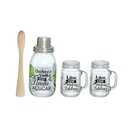 Ver imagem 1 de Kit 4 Peças Caipirinha Coqueteleira Completa Vidro Transparente com Copo Aço Inoxidável