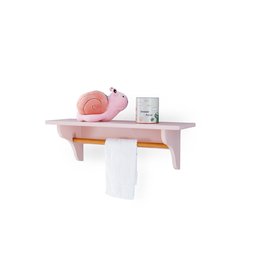 Prateleira Porta Fraldas Rosa com Varão Cabideiro Mdf 15mm Reforçado Pintado Quarto Bebê - Organizze - 1