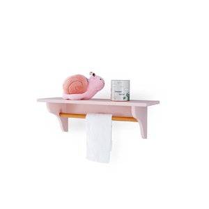 Prateleira Porta Fraldas Rosa com Varão Cabideiro Mdf 15mm Reforçado Pintado Quarto Bebê - Organizze