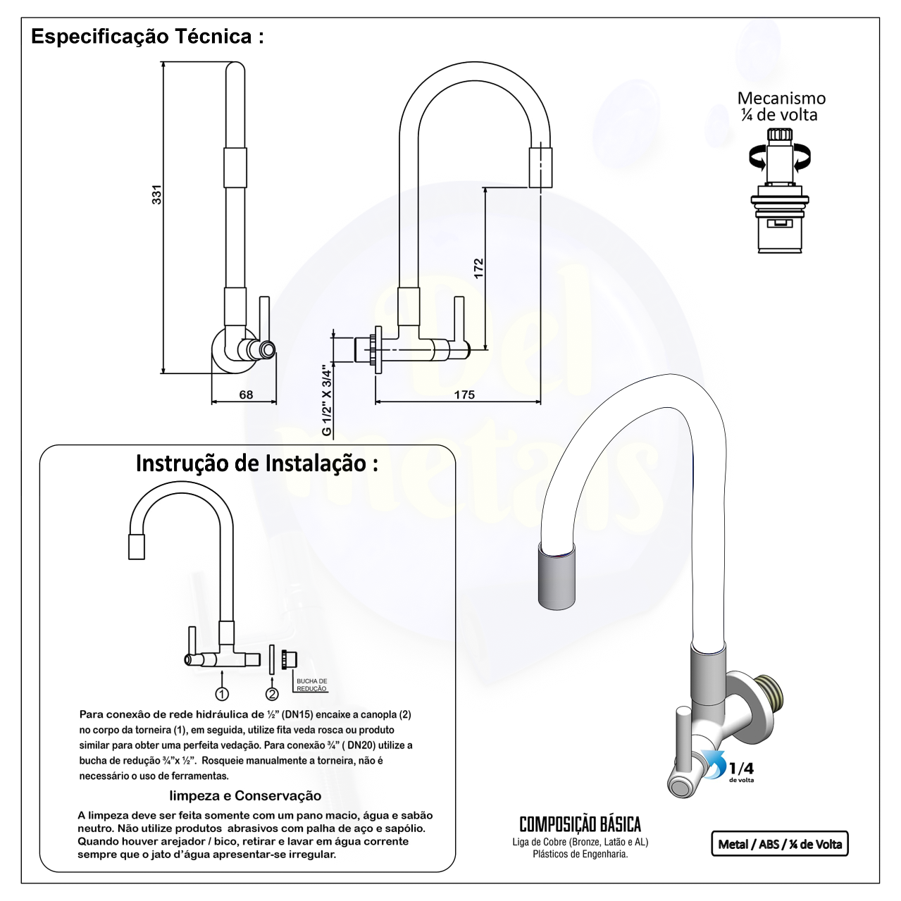 Torneira Gourmet Cozinha Flexível Cone 2 Jatos Preto Parede C34 - 3