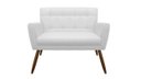 Ver imagem 1 de Namoradeira Decorativa Onix Couro Branco 2 Lugares Pés Madeira Mz Decor