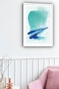 Ver imagem 2 de Quadro Decorativo Abstrato Verde Azul Branco - 70x50cm:moldura Preta