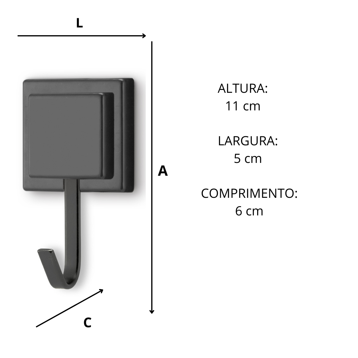 Gancho para Toalha Porta Toalha Piatina Autocolante 3m Preto - 5