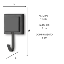 Gancho para Toalha Porta Toalha Piatina Autocolante 3m Preto - 5