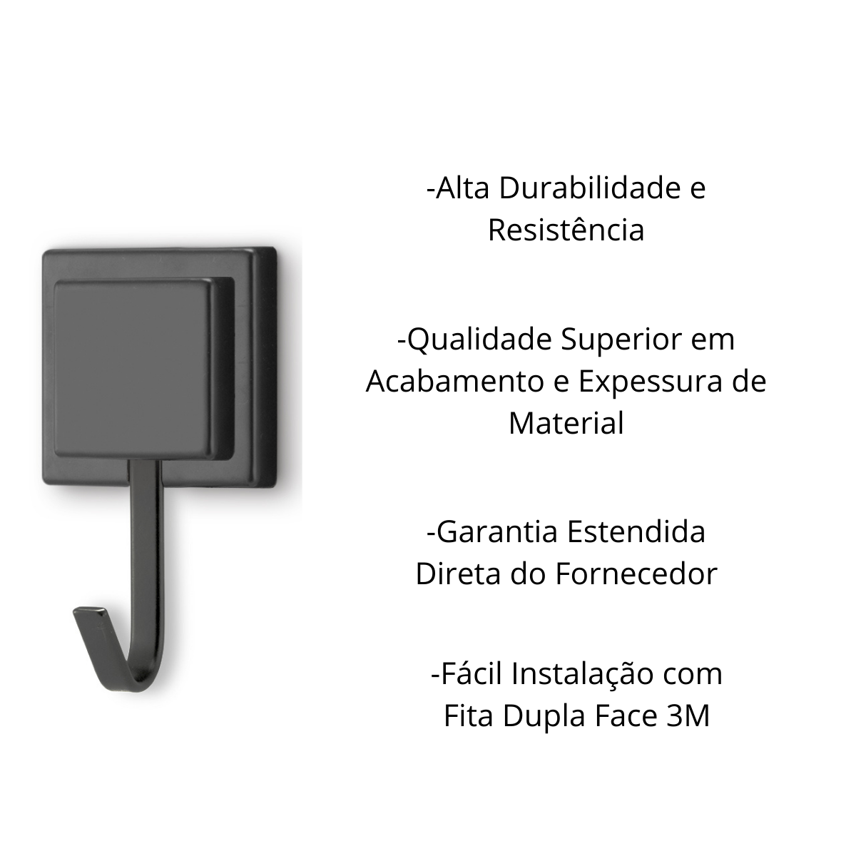 Gancho para Toalha Porta Toalha Piatina Autocolante 3m Preto - 4