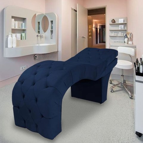 Maca Estética Estofada Reclinável Ergonômica Suede Tati:azul Marinho
