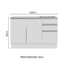 Armário Gabinete para Banheiro 120cm 2 Portas 3 Gavetas Branco Madesa - 4 Armário Gabinete para Banheiro 120cm 2 Portas 3 Gavetas Branco Madesa - 4