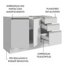Ver imagem 4 de Armário Gabinete para Banheiro 120cm 2 Portas 3 Gavetas Branco Madesa