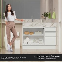 Armário Gabinete para Banheiro 120cm 2 Portas 3 Gavetas Branco Madesa - 6 Armário Gabinete para Banheiro 120cm 2 Portas 3 Gavetas Branco Madesa - 6