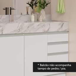 Armário Gabinete para Banheiro 120cm 2 Portas 3 Gavetas Branco Madesa - 6