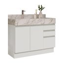 Ver imagem 3 de Armário Gabinete para Banheiro 120cm 2 Portas 3 Gavetas Branco Madesa