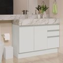 Ver imagem 1 de Armário Gabinete para Banheiro 120cm 2 Portas 3 Gavetas Branco Madesa