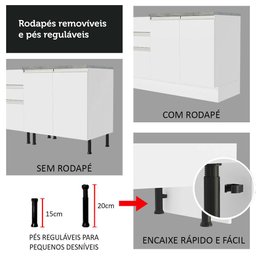 Armário Gabinete para Banheiro 120cm 2 Portas 3 Gavetas Branco Madesa - 10