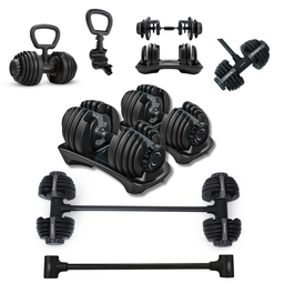 Halter Ajustável com Barra Anilha Kettlebell Yangfit - 50kg - 1