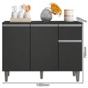 Ver imagem 3 de Balcão com Tampo Vanessa 3 Portas 105 Cm Cinza Ajl