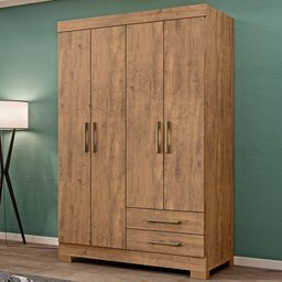 Guarda-roupa Solteiro Escócia 4 Portas 2 Gavetas Ipê Texturizado - Maxel - 1