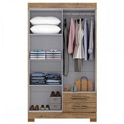 Guarda-roupa Solteiro Escócia 4 Portas 2 Gavetas Ipê Texturizado - Maxel - 3