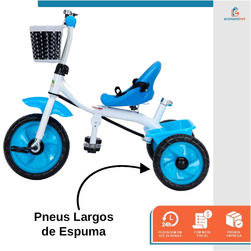 Triciclo Infantil Bandeirante Mototico - Com Empurrador Azul