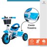 Triciclo Infantil com Empurrador Crianças 3 Rodas Pedal Flex Azul - Baby Style - 6