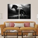 Ver imagem 4 de Quadro Cavalo Preto e Branco decorativo em Tecido