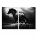 Ver imagem 3 de Quadro Cavalo Preto e Branco decorativo em Tecido