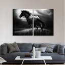 Ver imagem 2 de Quadro Cavalo Preto e Branco decorativo em Tecido