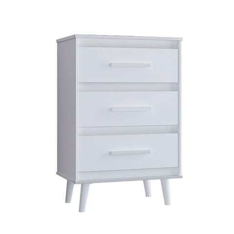 Cômoda para Quarto Pé Palito 3 Gavetas Lima Branco